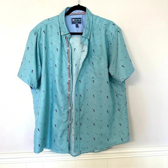 Charleston Threads Men's Short Sleeve Blue Golf Design Button Down Size XXL GUC - Picture 2 of 9